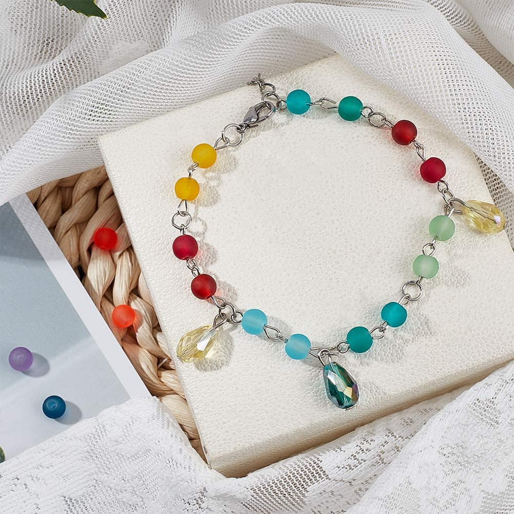 1560pcs 6mm Frosted Glass Beads Candy Color for Bracelets Making