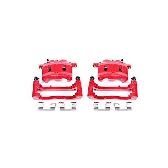 Power Stop Front Pair of Red Powder Coated Calipers S4918