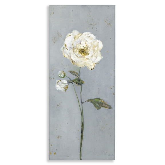 Stupell Industries Simple Flower on Blue Floral Painting Wrapped Canvas Canvas Art Print Wall Art, 10 x 24