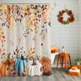 thumbnail image 2 of Shower Curtain 60"W x 72"L Thanksgiving Vintage Pumpkins Eucalyptus Leaves Fabric Shower Curtains Set with Hooks Water Repellent Bathroom Curtains Machine Washable Bathroom Accessories, 2 of 6