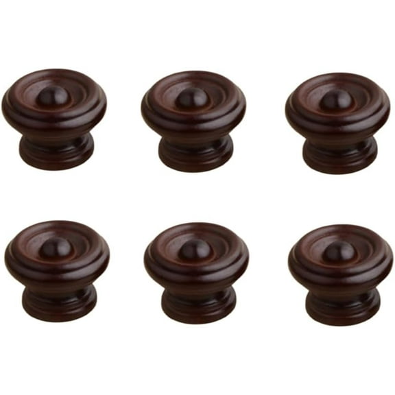 Gamvdout Decorative Knobs 6Pcs Solid Wood Furniture Handles Single Hole Wooden Cabinet Door Drawer Round Handles Beech Round Handles Dark Brown