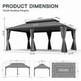 thumbnail image 2 of TOTAL Ourdoor 20ft×14ft Hardtop Gazebo,Aluminum Frame Canopy Galvanized Steel with Double Roof,Curtain & Netting for Patio Deck Backyard, Gray, 2 of 9