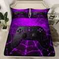 thumbnail image 2 of Manfei Cartoon Console Full Size Sheets,Modern Video Game Bed Sheets,Purple Black Sheet Sets For Boys Teens,Super Cozy Room Decor,4 Pieces, 2 of 7