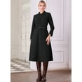 thumbnail image 2 of DARING DIVA Long Sleeve Flare Mock Neck Belted Church Dress 2XL Black, 2 of 6