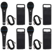 4) Rockville RMM-XLR Dynamic Cardiod Professional Metal Microphones w/XLR Cables