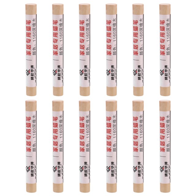 Unique Bargains 12 Pcs Craies de Cire de Réparation de Meubles Bâtonnets de Remplissage de Bois, Chêne Foncé