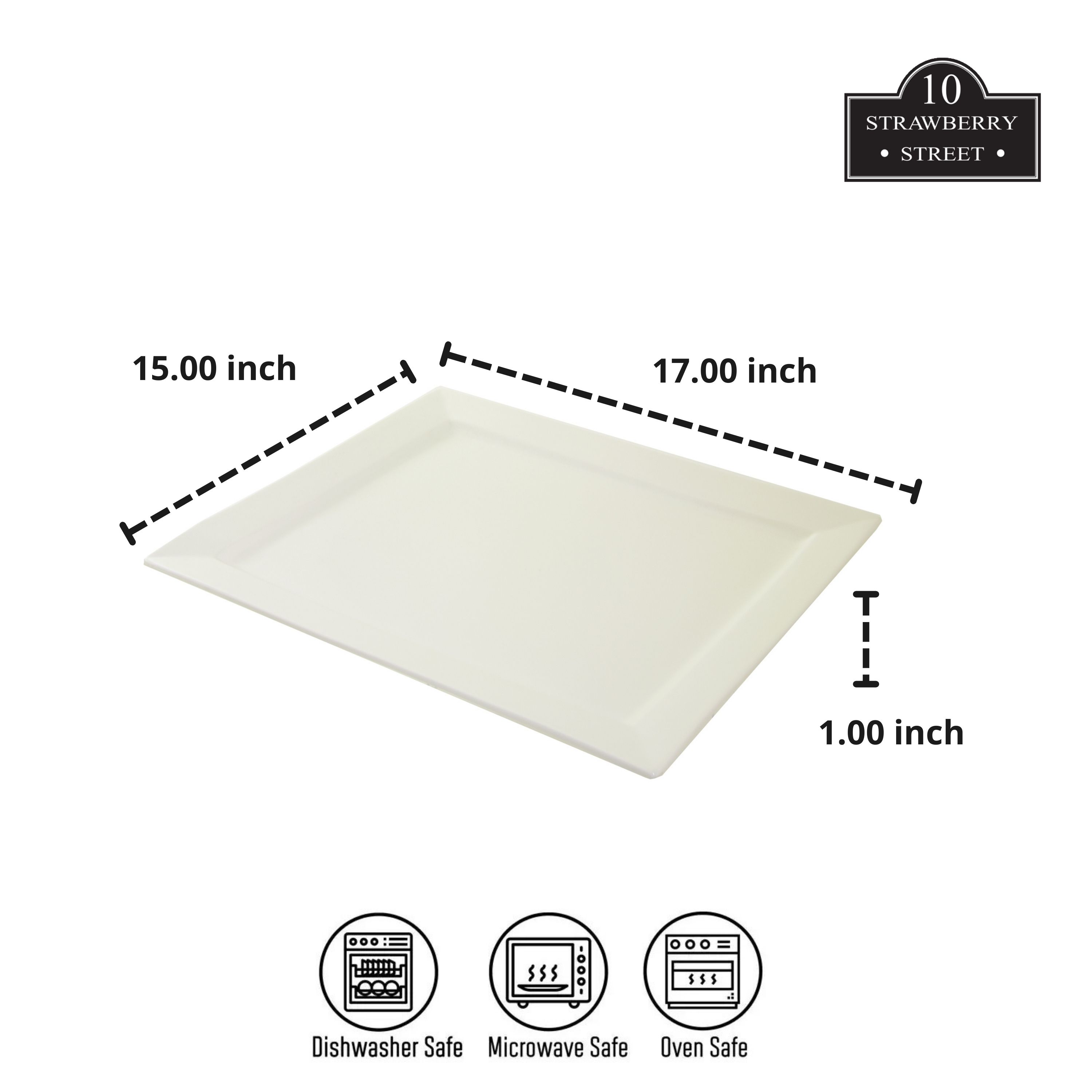 10 Strawberry Street Whittier 17" x 15" Rectangle Platters, Set of 2, White
