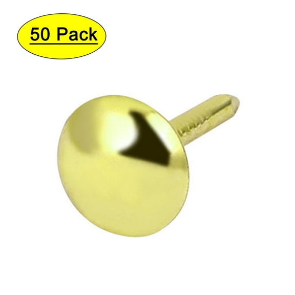 Unique Bargains Leather Sofa Round Head Upholstery Tack Nail Gold Tone 7mm x 14mm 50pcs
