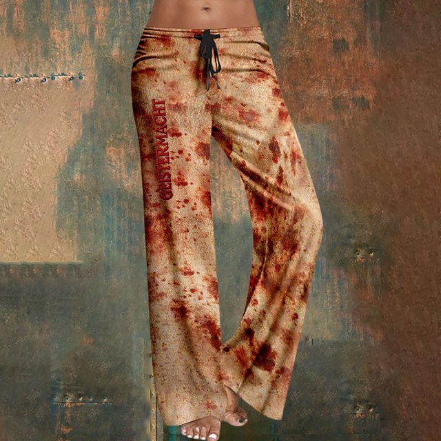 WILLBEST Pantalones Casuales elegantes para Mujer, con Diseño de Cordones, para Halloween y Uso Diario: Pantalones Largos Versátiles, Cómodos y con Temática Única. Chica