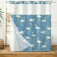 thumbnail image 5 of MIZHONA Blue Shower Curtain with Snap in Liner,Cranes No Hook Waterproof Bathroom Curtain,71"× 71", 5 of 6
