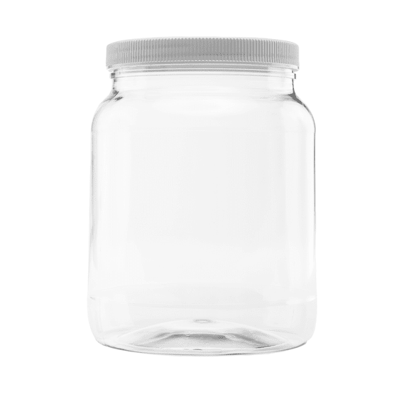 CLEARVIEW CONTAINERS: 1 Pack - 64 oz Plastic Storage Jar BPA-Free with White Leak-Proof Lid – Airtight Food Container, Durable, Reusable (64 Ounce, 1 Pack)