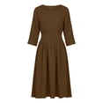 thumbnail image 3 of zbxnLI Women's Maxi Dress Summer 3/4 Sleeve A Line Sundress Loose Casual Fashion Flowy Hem Dresses for Women, 3 of 7