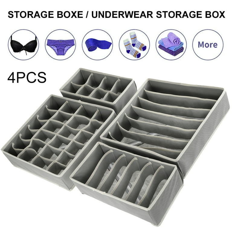 Drawer Folding 30 Compartment Removable Tie Necktie Socks Organizer Storage  Box - Gray - 13.4 x 12.6 x 4(L*W*H) - Bed Bath & Beyond - 17591788