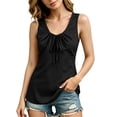 thumbnail image 4 of Ruimatai Womens Casual Sleeveless Tank Tops V Neck Drawstring Ruched Shirts Loose Fit Curved Hem Summer Blouses, 4 of 6