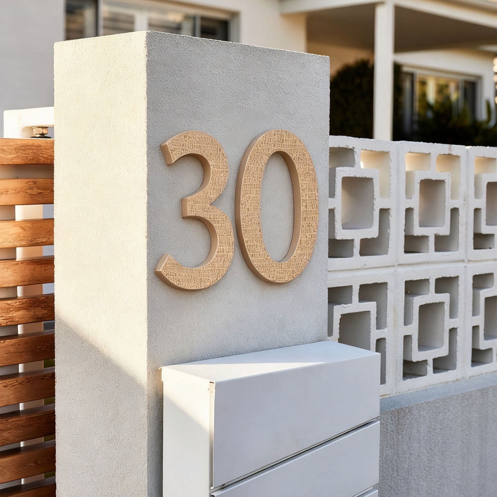 Uxcell 12 Inch House Numbers for Outside, Number 0 ABS Plastic Texture Floating House Number Modern Mailbox Address Door Numbers with Nail Kit for Outdoor Residential Street, Gold Tone