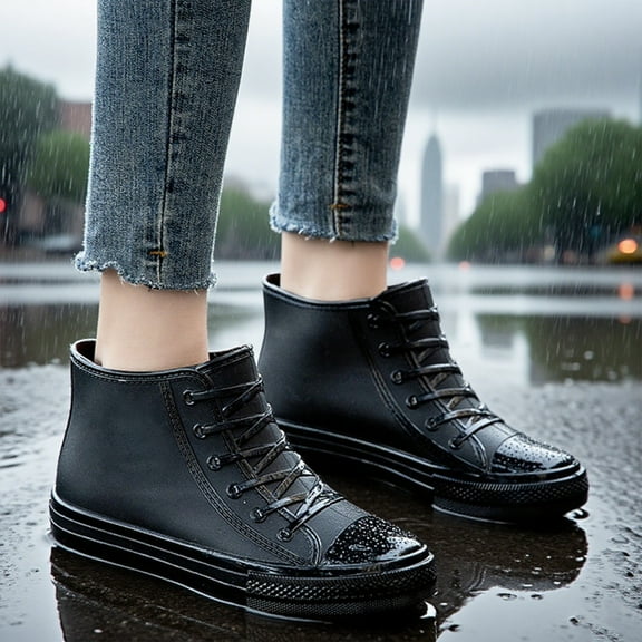 KANG Stylish Short Rain Shoes For Women Kitchen Boots Ideal For Daily Wear Rain Boots Collar Gardening Boots Ultra Lightweight Portable Garden Shoes