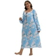 thumbnail image 4 of EFINNY Women's Plus Size Long Nightgowns Floral Print Long Sleeve Long T-Shirt Lounger House Dress Casual Loose Nightshirts, XL-5XL, 4 of 6