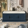thumbnail image 2 of Bellemave Entry Storage Bench with Cushion, Shoe Bench with 2 Drawers and 2 Cabinets, Wooden Organizer Storage Bench for Entry/Bedroom/Closet/ Living Room/Hallway（Antique Navy）, 2 of 7