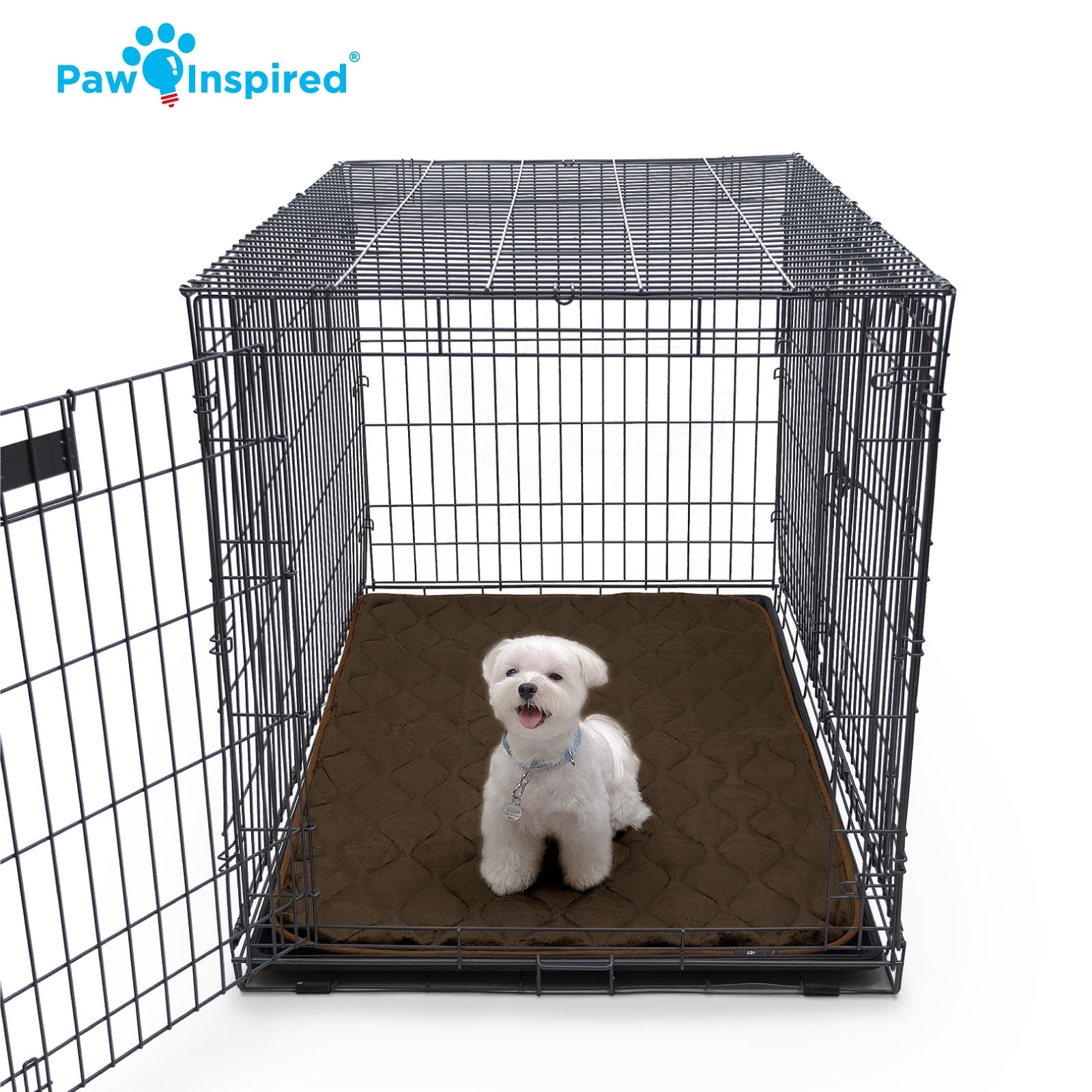 Paw Inspired Washable 48" Dog Crate Mat, Size 47x29 Inch, Waterproof Dog Crate Kennel Bed Anti-Slip Bottom Leakproof Pads (Gray)