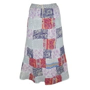 Mogul Women Festive Skirt Colorful Ethnic Printed Indian Patchwork Long Maxi Skirts