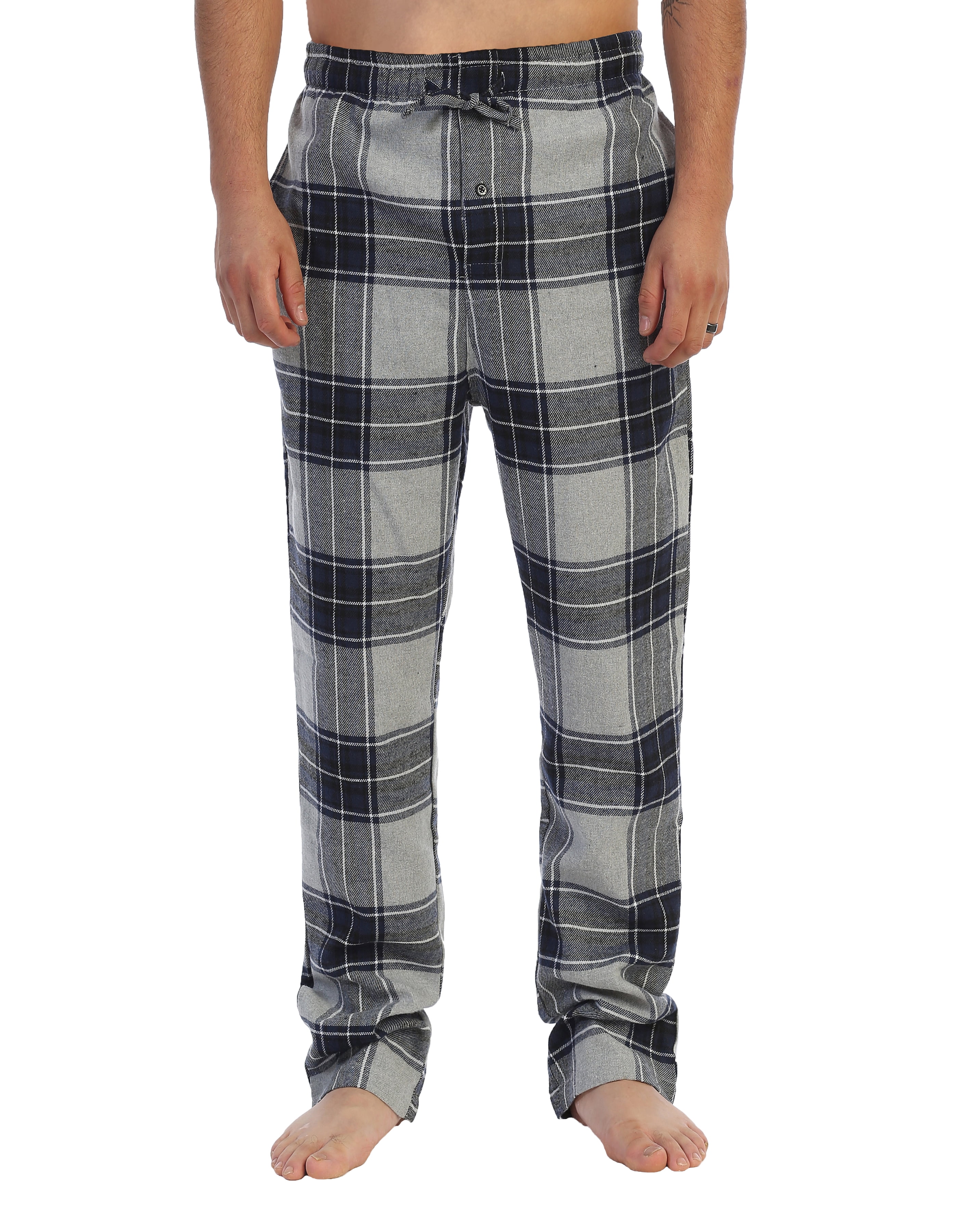 Gioberti Mens Yarn-Dye Brushed Flannel Pajama Pants, Elastic Waist ...