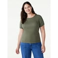 thumbnail image 6 of Free Assembly Women's Ribbed Crewneck Tee with Short Sleeves, Sizes XS-XXL, 6 of 8