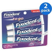 Fixodent Denture Adhesive Cream Control, Food Seal To Go, .35oz each (Pack of 2)