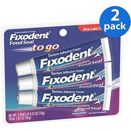 Fixodent Denture Adhesive Cream Control, Food Seal To Go, .35oz each (Pack of 2)