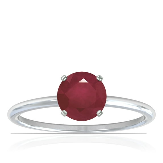 GemsNY July Birthstone - Dainty Round Four Prong Ruby Solitaire Ring (Grade - A | 0.65cts.)