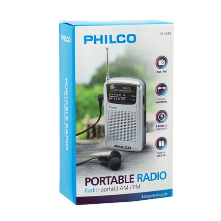 Radio Portátil Philco ICX-40, Con Audífono, AM-FM, 2 pilas AA