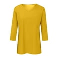 thumbnail image 5 of Aihuaihua Black Long Sleeve Shirt for Women V Neck Tshirt Solid Trendy Tops Womens Fall Shirts 2025 Yellow S, 5 of 6