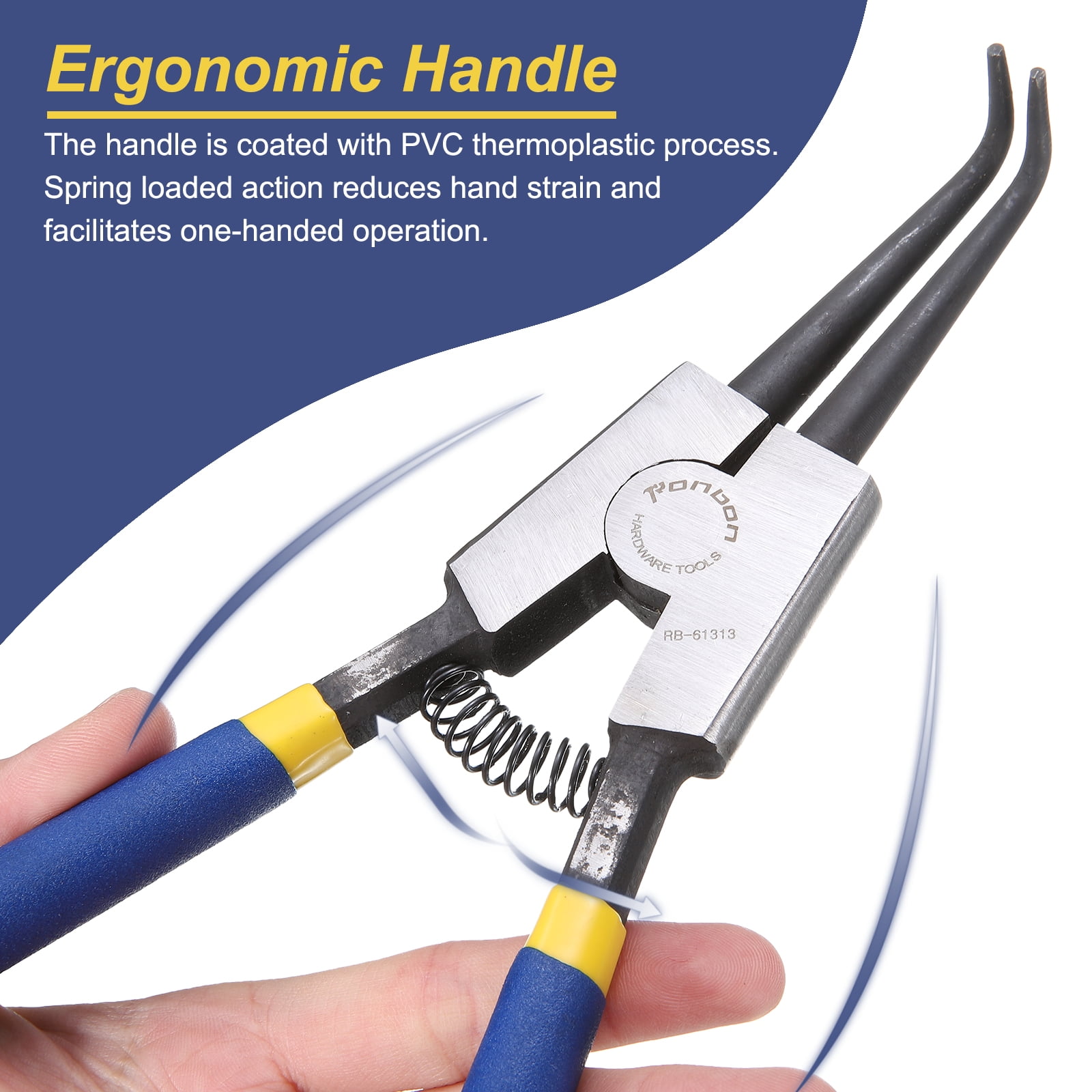 Snap Ring Plier 13" External Circlip Pliers with 0.12" Bent Jaw Tip for Ring Remove Retaining Pliers, Blue