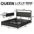 thumbnail image 6 of Lifezone Queen Size Bed Frame with 2-Tier Bookcase Headboard Platform Bed with Charging Station & LED, 4 Storage Drawers, Metal Support, No Box Spring Needed, Noise Free, Grey, 6 of 7