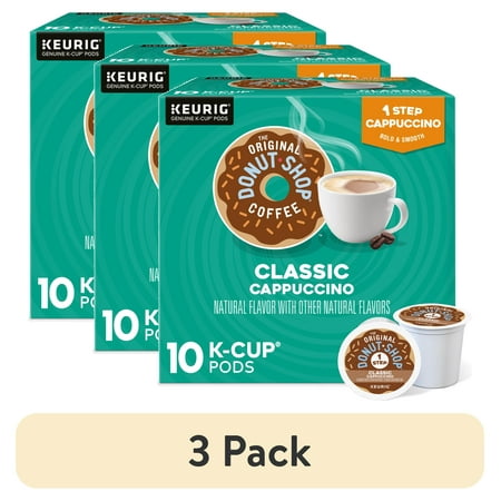 (3 pack) The Original Donut Shop, One Step Classic Cappuccino Flavored K-Cup Coffee Pods, 10 count