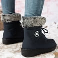 thumbnail image 4 of HEWUQI Women's Winter Snow Boots Platform Plush Cuff Mid Calf Boots Waterproof Lug Sole Lace up Hiking Shoes Blue Size 6, 4 of 6