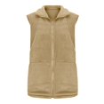 thumbnail image 6 of Women's Fleece Vest Outerwear Sleeveless Lightweight Zip Jackets Warm Soft Vests with Zipper Pockets Khaki M, 6 of 9