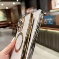 thumbnail image 5 of Compatible with iPhone 14 Pro Max Magnetic Clear Case,Luxury Plating Bling Transparent Shockproof MagSafe Case with Full Camera Lens Protector for iPhone 14 Pro Max Women Girl Men-Golden, 5 of 13