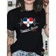 thumbnail image 1 of Camiseta de Mujer de Verano Suave1pc Dominican Republic Heartbeat Graphic Tee, 100% Cotton Crew Neck T-Shirt with Slight Stretch, Casual All-Season Knit Fabric Top with Applique DetailFather's Day,, 1 of 6