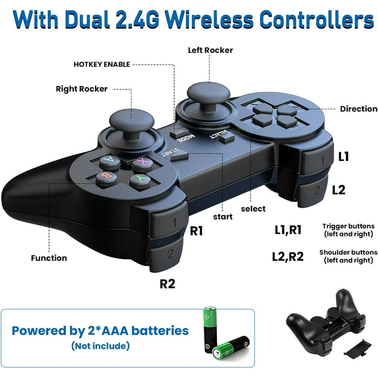 Console de Jeux Vidéo HDMI 4k rétro - 02 manettes sans fil - 10000 Jeux Console de Jeux Vidéo HDMI 4k rétro - 02 manettes sans fil - 10000 Jeux