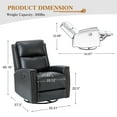 thumbnail image 6 of Genuine Leather Swivel Rocker Recliner, Manual Glider Recliner Chair with Adjustable Backrest Footrest, Modern Home Theater Lounge Sofa Armchair for Living Room Bedroom Black, 6 of 9