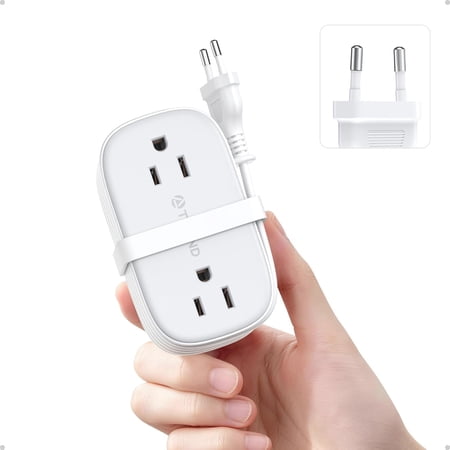 European Travel Plug Adapter with 2 USB C PD20W, US to Europe Plug Adapter with 4 AC Outlets, 3.5ft Portable Type C Power Adaptor, Travel Essentials for France Italy Germany Spain Iceland Greece