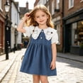 thumbnail image 6 of Amidoa Girls Summer Dresses Short Sleeve A-Line Solid Color Dresses Casual Kids Sundress Blue Size 18, 6 of 9