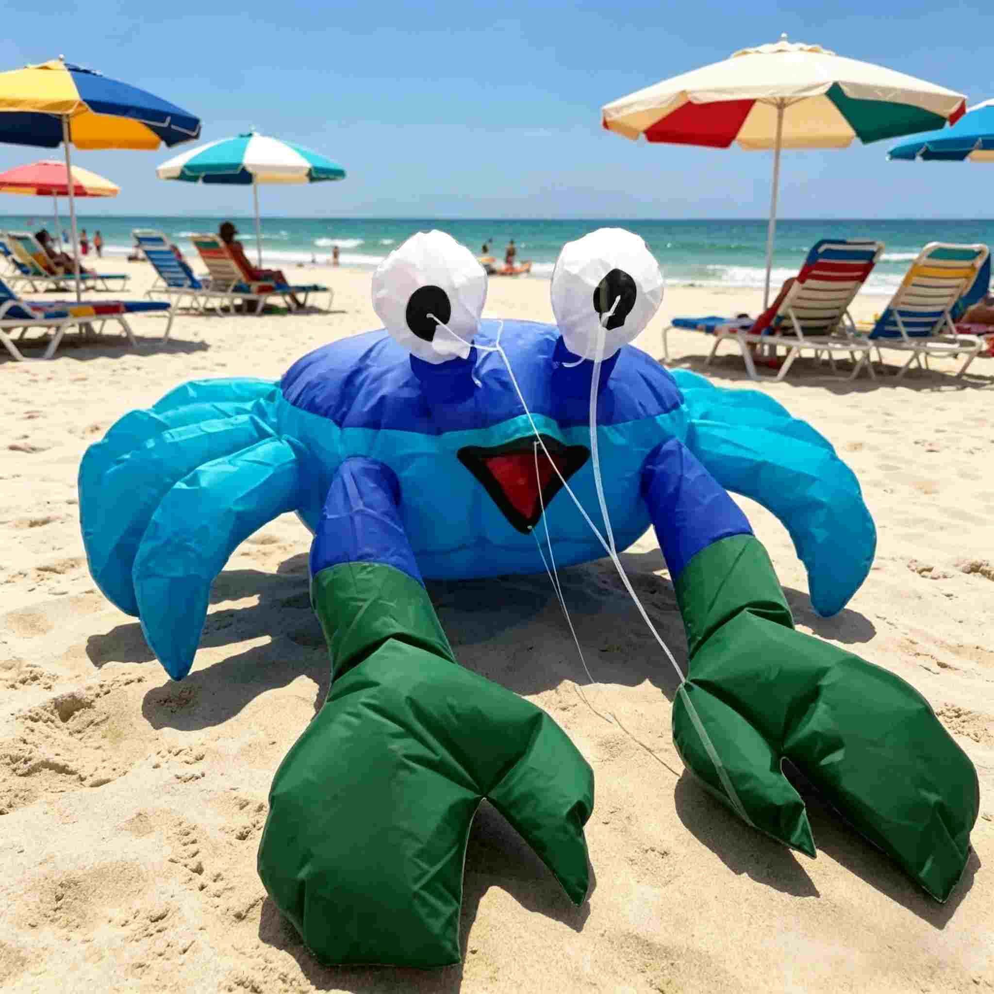 Crab Inflatable Kite For Outdoor,Multicolor Ground Crab Kite Jumping with The Wind,3D Ground Crab Ornament For Beach,Patio,Lawn,Summer Decoration For Seaside Ornament