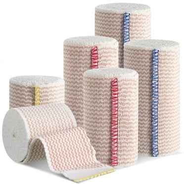 AOWOO Premium Elastic Bandage Wrap, 6 Pack Cotton Latex Free Compression Bandage Wrap with Touch Closure at Both Ends, Support & First Aid for Sports, Medical, and Injury Recovery
