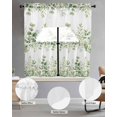 thumbnail image 2 of Light Green Eucalyptus Leaves Swag Kitchen Curtains Sets for Windows 24 Inch Length, Watercolor Spring Summer Botanical Short Window Curtain Swags Valances and Tiers 3 Piece Set for Cafe/Dining Room, 2 of 5