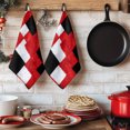 thumbnail image 6 of Modern Patchwork Texture Kitchen Towels Set of 4, Abstract Blocks Geometric Red Black Absorbent Dish Towels for Kitchen, Microfiber Hand Towel, Quick Drying Tea Towel for Cleaning Dishcloths, 6 of 7