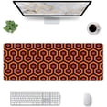 thumbnail image 2 of Orange Red Geometric Gaming Mouse Pad Desk Mat XL 31.5×11.8 in Vintage 80s Abstract Geometry Extended Mousepad 30X80cm with Non-Slip Rubber Base Stitched Edge Large for Gamer Office Home, 2 of 6