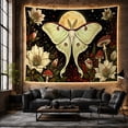 thumbnail image 6 of Luna Moth Against Nocturnal Garden with Lilies and Mushrooms Whimsical Illustration for Nature Lovers Whimsical Wall Decor Halloween Gift Tapestry Wall Hanging for Bedroom and Living Room, 6 of 7