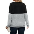 thumbnail image 2 of NISVIYA Plus Size Women Tops Loose Fit Criss Cross V Neck Sweatshirts Cozy Color Block Shirts Winter Long Sleeves Pullover, 2 of 4