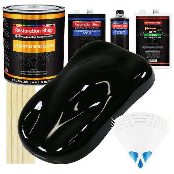 Jet Black Gallon URETHANE BASECOAT CLEARCOAT Car Auto Paint Kit